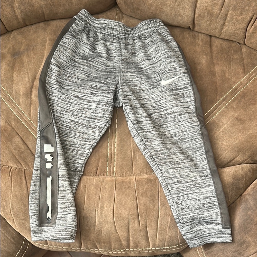 Nike Kids Heather Gray Joggers with Dark Gray Stripes